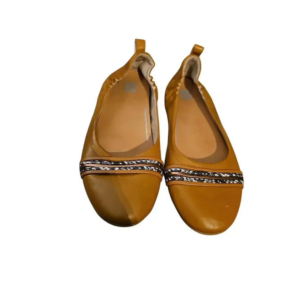 FITFLOP Ladies leather brown ALLEGRO Flat Slip-On DYNAMICUSH Ballet Flats sz 10
